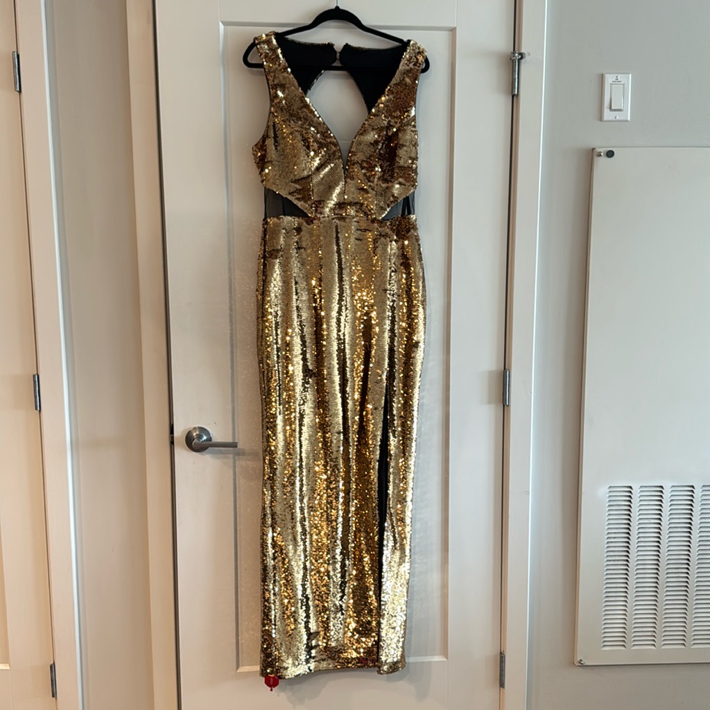 Marchesa Gold Sequin Dress Nwt